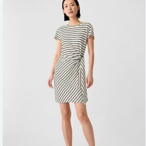 GAP Black and White Striped Forever Soft Sarong T-Shirt Dress